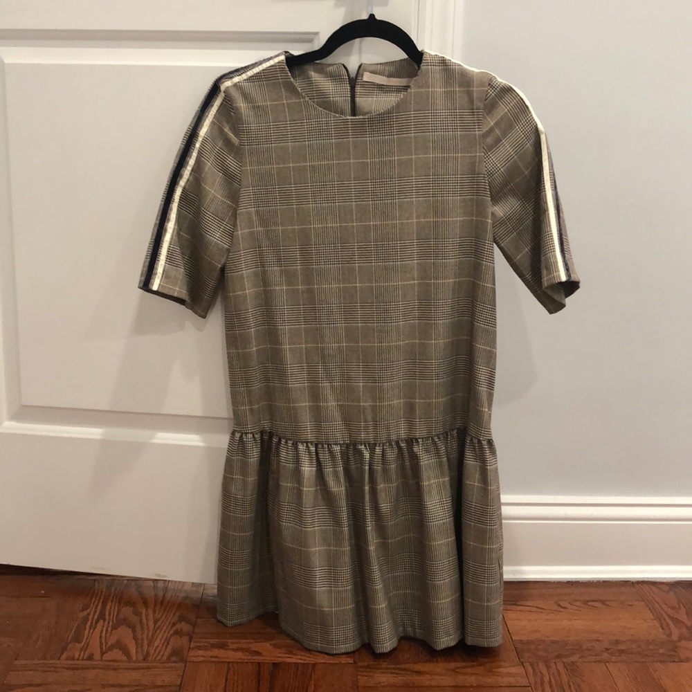 Zara plaid mini dress with velvet details